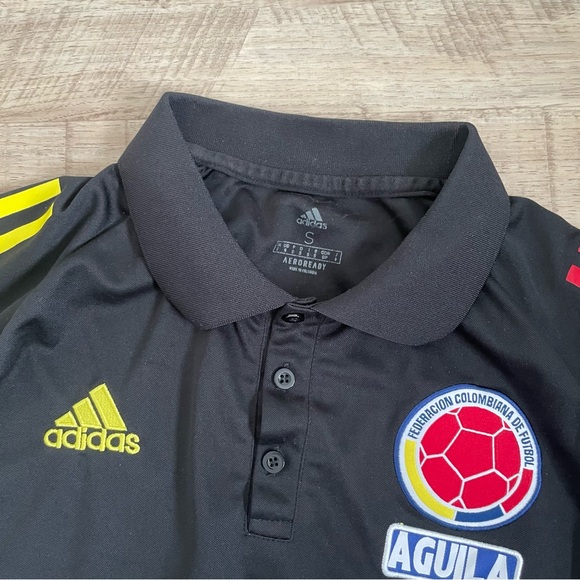 Vintage Colombia Adidas Black Soccer/Football Polo Training Shirt - Picture 2 of 3